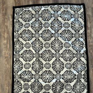 Cocalo Couture Baby Blanket Black White Satin Sherpa Backing Medallion Pattern